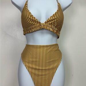 Striped Yellow Bikini Set